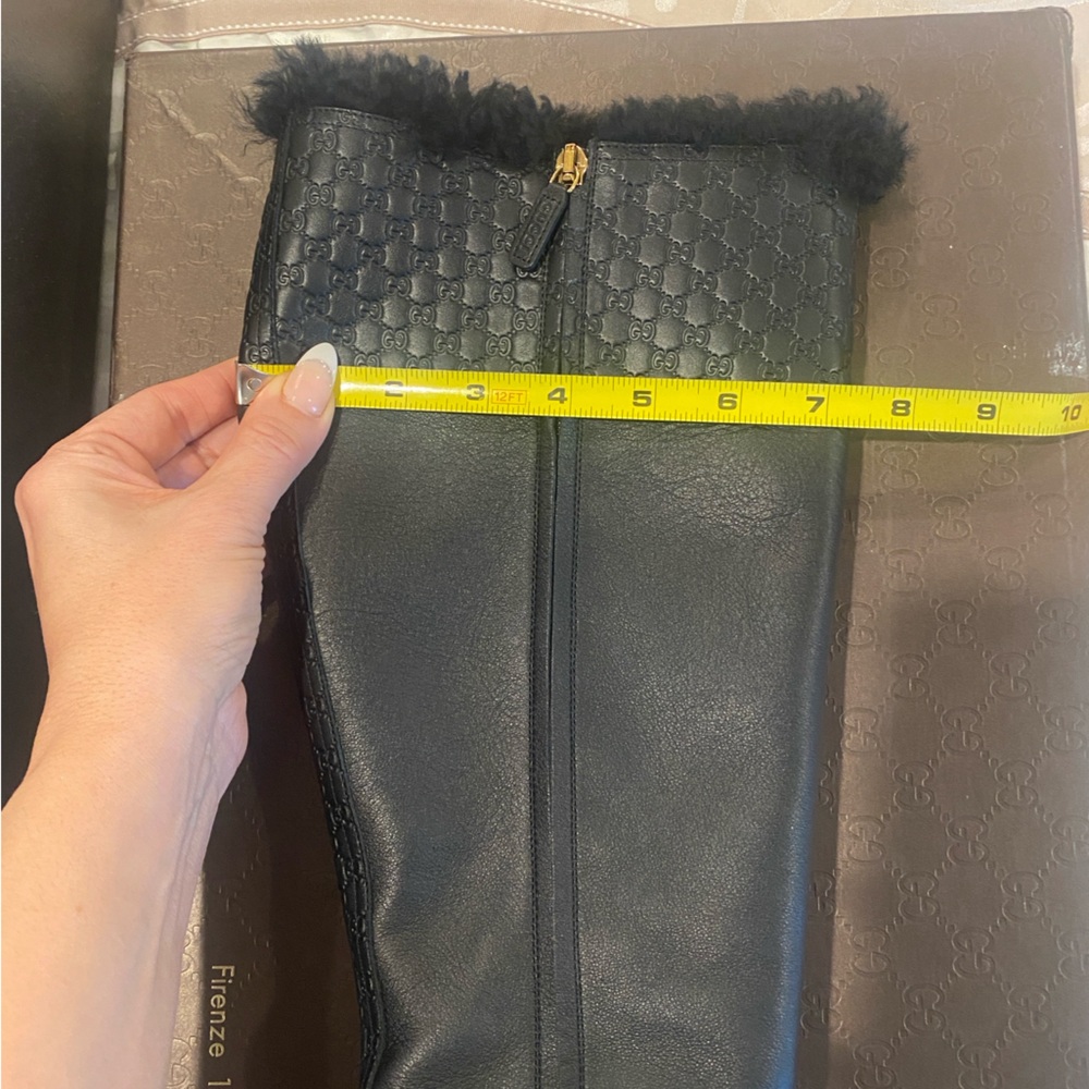 Gucci Black Wedge Boots with Fur Trim Sz 39.5 US 8.5 - Picture 16 of 16